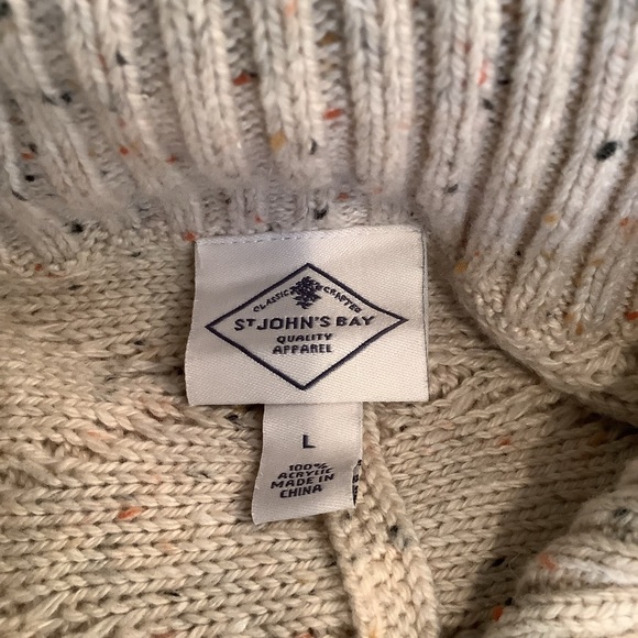 St John’s Bay Tan Cable Knit Poncho Sweater Size Large - Picture 4 of 8